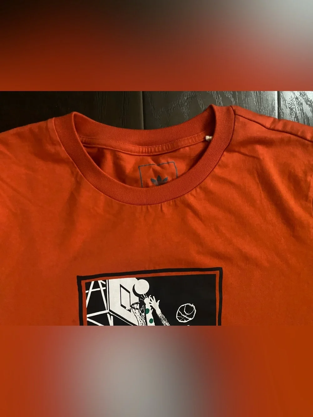 Adidas Men's Orange Graphic Print Crew Neck Short Sleeve T-Shirt Size L HS3046
